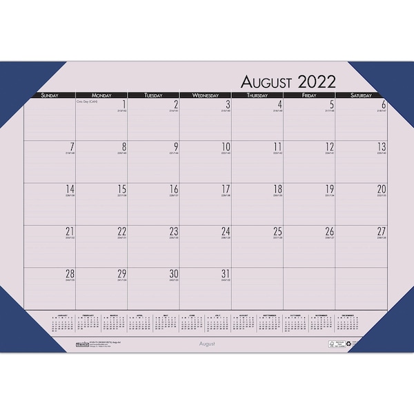 Academic Ecotones Calendar Desk Pad, Orchid Paper/Cordovan Holder, 2PK
